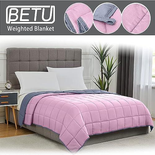 Weighted Blanket for Adults 20lbs, 48"x72", Twin Full Size Cooling Heavy Throw Blanket for 180-220lbs, Microfiber Soft Big Blankets Weighted Comforter, Pink Grey - Image 3