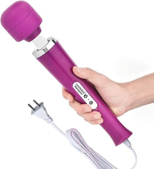 CHARMING 10 Speeds Wired Powerful Handheld Massager with Strong Vibrations, Personal Therapy Massager for Sports Recovery, Muscle Aches, Body Pain (Purple) by CHARMING