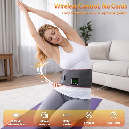Red Light Therapy Belt for Body Cordless 660nm 850nm Heating Wrap (Grey) - Image 3