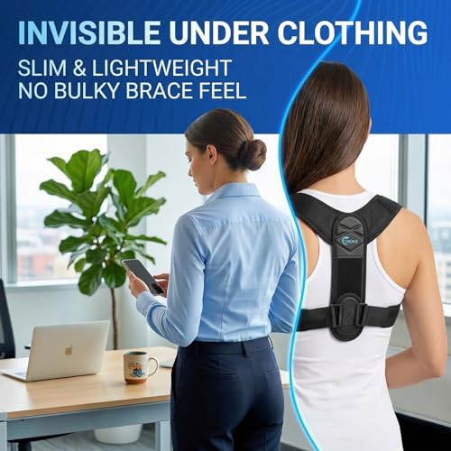 Posture Corrector for Women and Men - Back Brace for Rounded Shoulders & Upper Back Support - Breathable Shoulder Brace for Computer Work&Desk Job,Invisible Under Clothes, Large(Chest Size 33-50") - Image 4