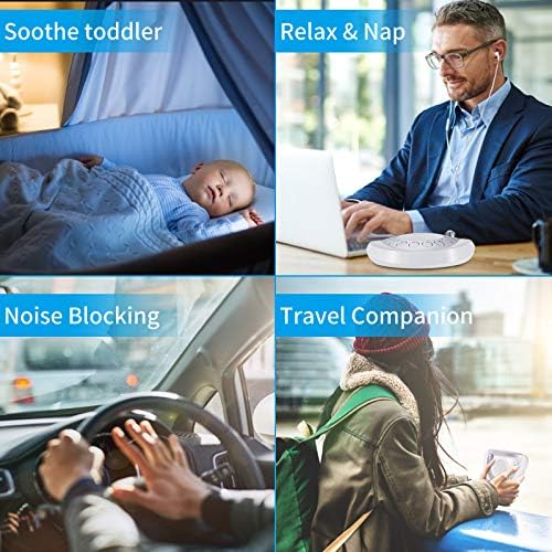 Raynic White Noise Machine, Battery Powered Sound Machine, Portable Sleep Machine with 24 Natural Soothing Sounds, Timer, USB Port, Headphone Jack for Baby, Kids, Adults, Travel, Office, Home (Silver) - Image 3