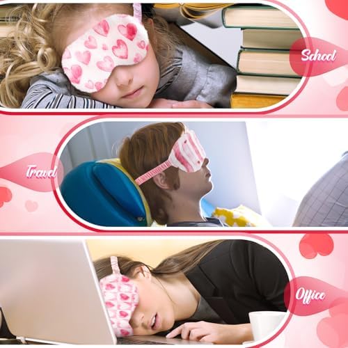 Cuffbow 6 Pack Fuzzy Sleep Masks Plush Eye Mask,Heart,Pink - Image 5