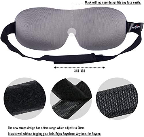 PrettyCare 3D Sleep Mask 2 Pack,Eye Mask for Side Sleeper -3D Contoured Sleeping Mask Blackout Out for Men Women - Zero Eye Pressure Blindfold with Ear Plugs, Night Masks with Travel Bag (Black＆Grey) - Image 4