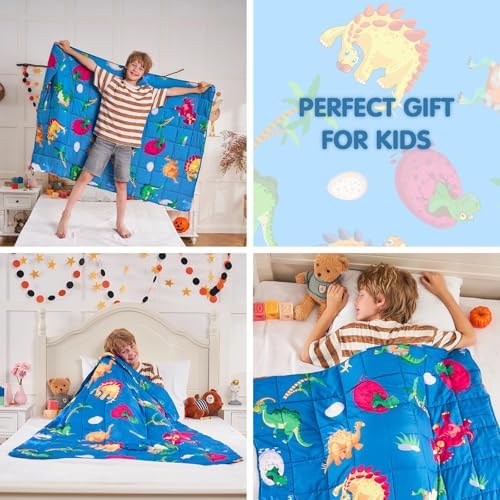 yescool Weighted Blanket 10 Pounds Cooling Weighted Lap Blanket, Dinosaur Heavy Blanket for Sleeping, Weighted Throw Blanket Gifts for 80-110lbs, 40" x60 - Image 4