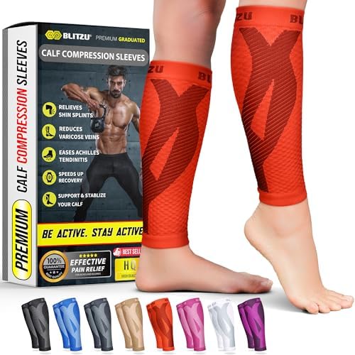 BLITZU Calf Compression Sleeves, Footless Compression Socks for Men & Women by BLITZU