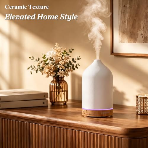 URPOWER 180mL Ceramic Essential Oil Diffuser Aromatherapy Diffuser for Home - Image 6