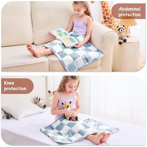 yescool Blue Checkered Weighted Lap Pad 2 Pounds Cooling Weighted Lap Blanket, Plaid Small Weighted Blanket, Weighted Throw Blankets Gifts for Travel Indoor Outdoor, 20"x30" - Image 3