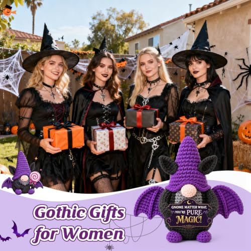 Witchy Gifts for Women Halloween Boo Basket Stuffers Crochet Bat Gnome - Image 4