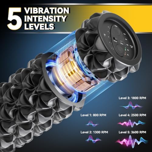 Vibrating Foam Roller, 5-Speed Electric Roller, Rechargeable - Image 3