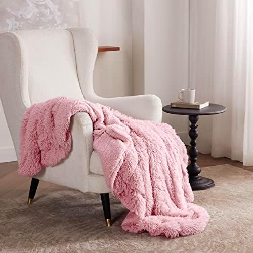 Bedsure Faux Fur Fluffy Sherpa Throw Blanket Couch Twin Pink 60"x80" - Image 5