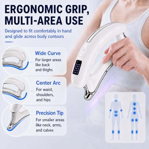 Electric Body Sculpt Massager, Portable Massage Tool with Soothing Heat & Adjustable Vibration, 5 Intensity Levels, Ergonomic for Neck, Shoulder, Back, Waist, Leg Relaxation(White) - Image 6