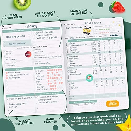Clever Fox Wellness Planner & Food Journal for Weight Loss, A5 Forest Green - Image 4