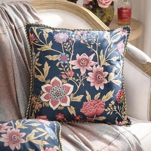 patdrea Designer Velvet Throw Pillow Cover,Set of 2,18"x18"-OldgardenA - Image 2