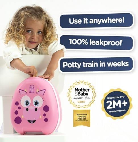 My Carry Potty - Pink Dragon Travel Potty, Award-Winning Portable Toddler Toilet Seat for Kids to Take Everywhere - Image 4
