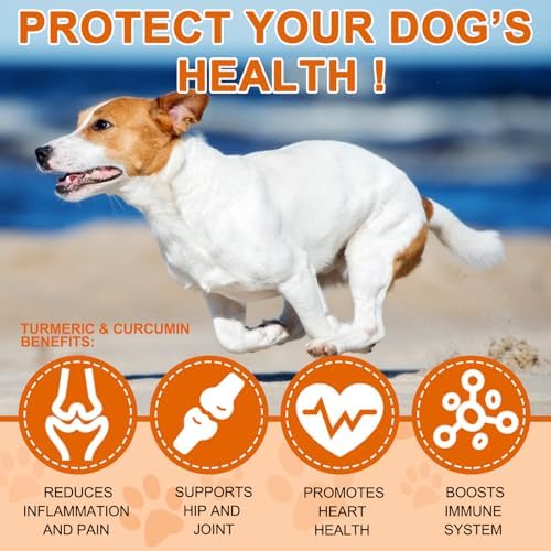 Turmeric for Dogs, 180 Turmeric Curcumin Tablets Supports Heart, Immune System Booster, Hip & Joint Support, Dog Pain Relief, Pet Supplement Treats for All Breeds Dogs & Ages - 180 Tablets / 5.1 OZ - Image 5