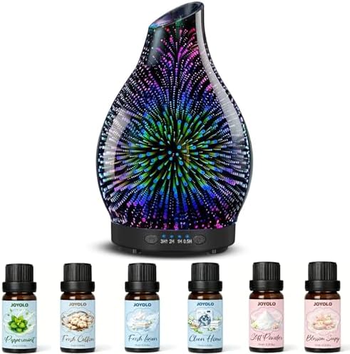 Glass Essential Oil Diffuser for Home, 120ML, 7 Color Lights by JOYOLO