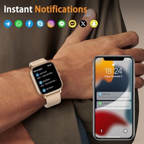 Smart Watch Fitness Tracker for Men Women, Answer/Make Call, 1000 mAh Battery, 120+ Sport Modes, Step Counter, Sleep Monitor Fitness Watch, Smartwatch for Android iPhone iOS (Golden) - Image 3