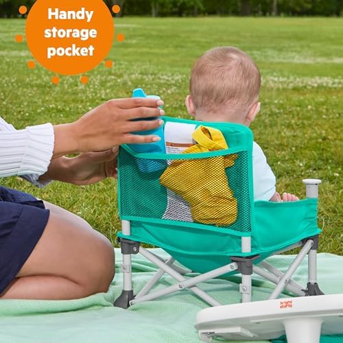 Bright Starts Pop 'N Sit Portable Booster, Indoor/Outdoor Use, Floor Seat with Feeding Tray, Teal, 6 Mos - 3 Yrs - Image 4