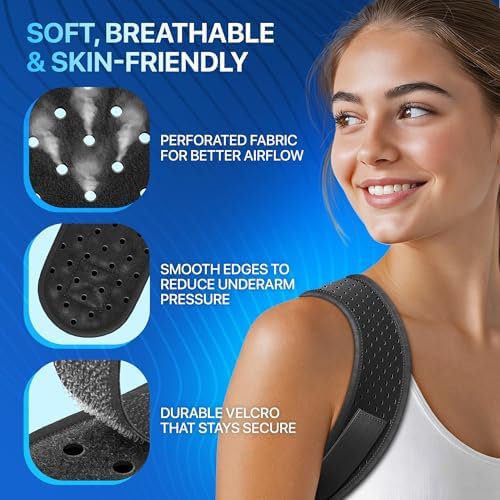 NEW 2026 Posture Corrector for Men & Women – Adjustable Figure-8 Back Brace for Rounded Shoulders & Upper Back Support – Breathable & Invisible Under Shirts – Desk Job & Computer Work – All-Day Brace (1, Black) - Image 4