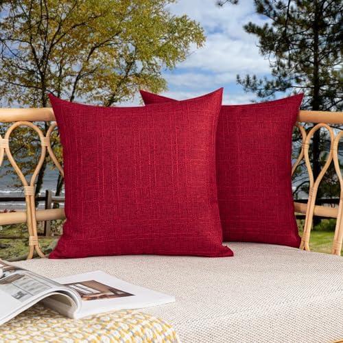 Kevin Textile Outdoor Waterproof 18”x18” Pillow Covers 2 Pack, Red by KevinTextile