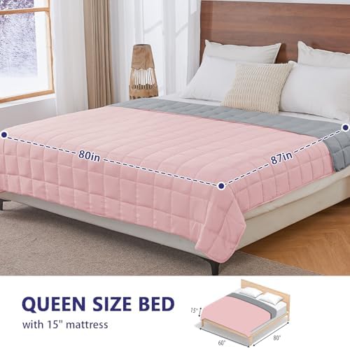 King Size Weighted Blanket for Adults (30 lbs, 80” x 87”, Pink Grey) Cooling Heavy Blanket for Sleeping Perfect for 290-310 lbs, Breathable Blanket for Adults & Couple All Season, Machine Washable - Image 2