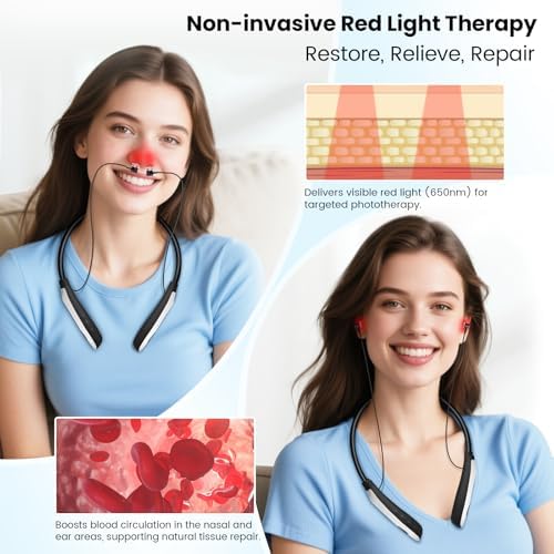 Red Light Therapy for Nose & Ears, 2-in-1 Infrared Nasal Therapy Device, Red Light Therapy for Ear Relief, Portable Light-weight Soothing Device with Neck-Hanging Design, Auto Timer, Rechargeable - Image 3
