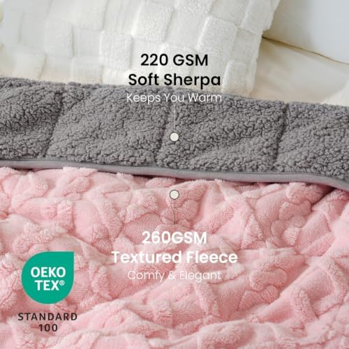 Drewin Weighted Blanket Full Size for Adults 15lbs,Pink & Grey,48" x 72" - Image 3
