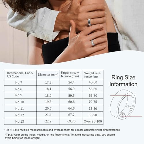 Smart Ring for Women Men, Fitness Tracker Ring with Free App No Subscription Fee, 7 Days Battery Life, Sleep Monitor, Heart Rate & Step Tracker, IP68 Waterproof, Android/iOS Compatible(Silver,8) - Image 2
