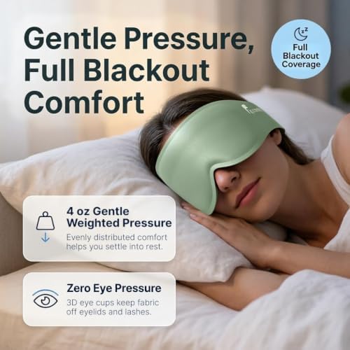 Weighted 3D Sleep Mask, Blackout Eye Mask for Lash Extensions Side Sleeper, Sleeping Mask with Adjustable Silent Strap, Travel Essential for Women Men Side Sleeper - Image 2