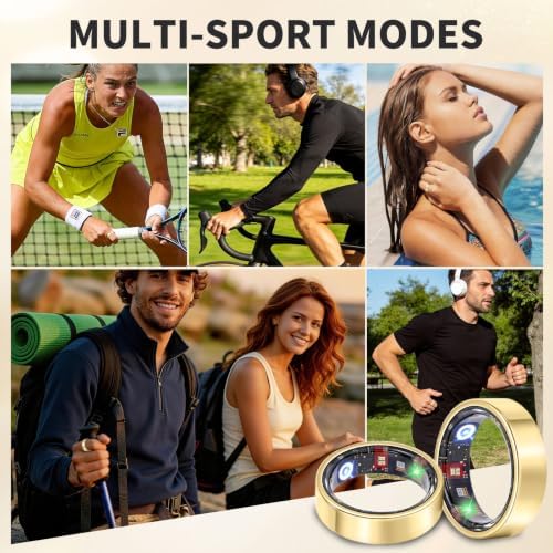Smart Ring Fitness & Sleep Tracker HR Monitor (Gold, 8) - Image 5