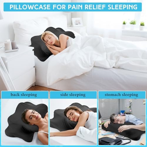 Hahafelt Cooling Cervical Neck Pillowcase,Black,Queen Size - Image 5