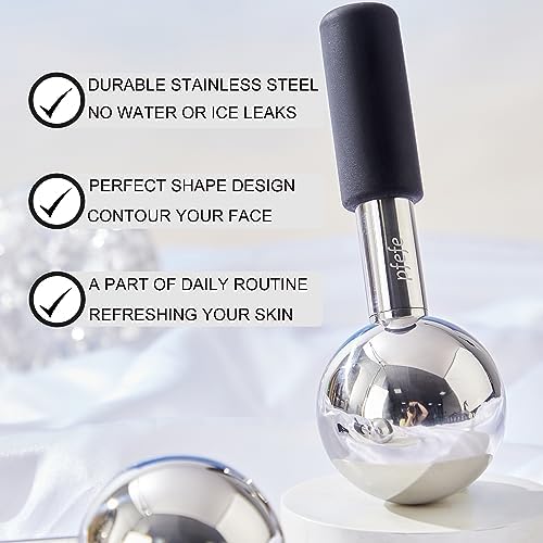 Pfefe 360 Rotating Ice Globes for Face & Eyes, Unbreakable Stainless Steel Cryo Sticks for Beauty Routines, Facials Cold Roller Colling Globes for Puffiness, Wrinkles, Dark Circles, Headaches - Image 3