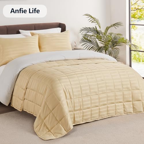 Weighted Blanket Queen Size (60"x80" 17lbs),Ultra Soft and Cozy Cooling Weighted Blanket Queen Size for Adult,Heavy Blanket with Machine Washable Soft Blanket, Beige - Image 6