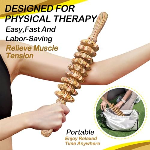 Wooden Massager Handheld Roller Trigger Point Massager Stick for Fascia, Cellulite, Muscle & Abdomen , Body Therapy Massager, Muscle Belly Relief Tool… - Image 6