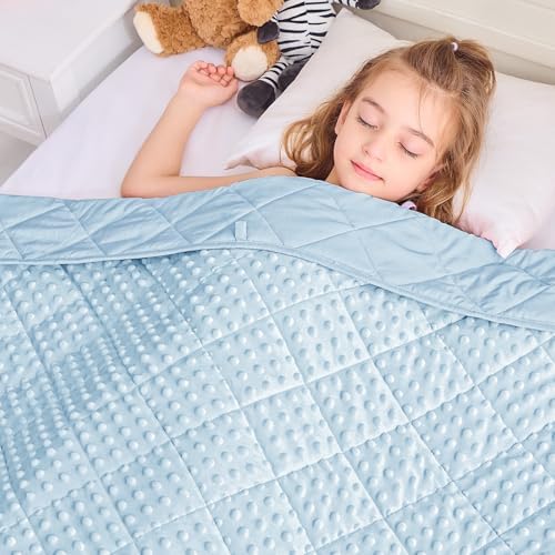 yescool Weighted Blanket 7 Pounds Light Blue Twin Size Cooling Weighted Throw Blanket, Minky Heavy Blankets Warm Weighted Comforter, Big Washable Thick Blankets Gift for 60-90lbs, 40 * 60in by yescool