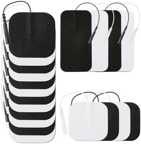 TENS Unit Reusable Electrode Pads for EMS Muscle Stimulator Massager, Self-Adhesive Latex-Free TENS Pads with Upgraded Self-Stick Performance for Electrotherapy, 10 Pairs 3 Sizes 2.0mm Pin by Belifu