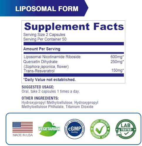 LOVITA Liposomal NR Supplement, 1000 mg, 100 Enteric-Coated Vegan Capsules - Image 5