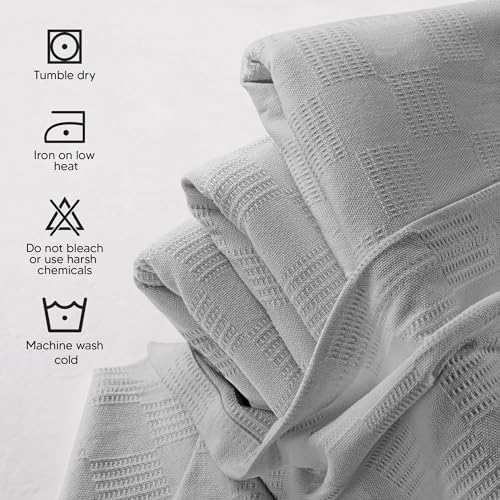 Utopia Bedding 100% Cotton Thermal Blanket Cool Grey Twin, 90x72 Inches - Image 5