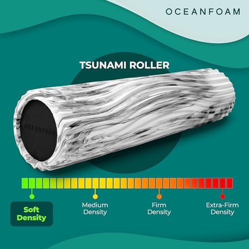 Oceanfoam Tsunami Roller (Black Marbled) - Extra-Large, 26" x 5.9" - Soft, Textured Foam Roller for Physical Therapy, Back Pain, Exercise & Stretching - Wave Textured - Yoga, Athletics, & Wellness - Image 5
