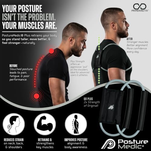 PostureMedic Plus Strength Dynamic Posture Corrector for Athletes – High Resistance Training System for Performance & Recovery – Professional Grade Posture Trainer for Men & Women - Size L (Silver) - Image 2