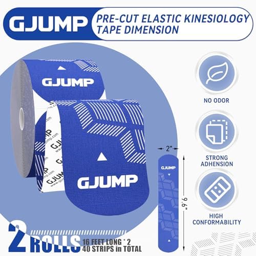 Kinesiology Tape, 40 Count Precut Strips 2 Rolls Original Cotton Tape - Image 5