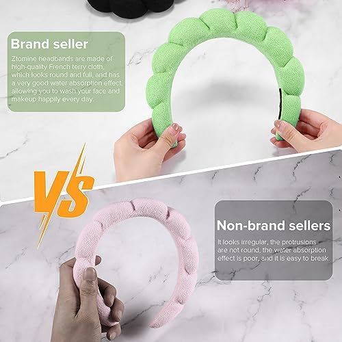 Ztomine 2 Count Hairband, Set of 2 - Thick, Soft, Plush, Absorbent Terry Cloth Spa Headbands for Washing Face or Facial - Puffy Makeup Headbands for Face Washing, Mask, Skin Treatment - Image 3