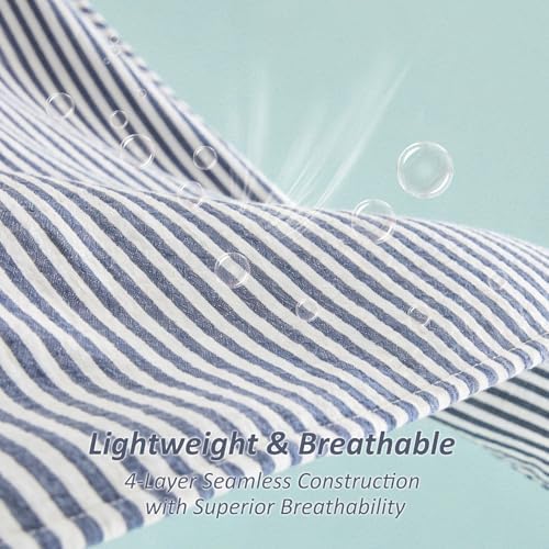 EMME Cotton Muslin Blanket Couch 4-Layer Breathable Gauze Soft Lightweight Bed Blankets Adults Navy Twin XL (66" x 90") - Image 4