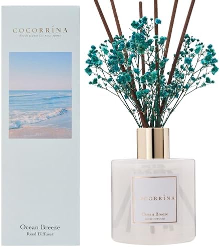 COCORRÍNA Reed Diffuser - Ocean Breeze Scented Diffuser with 8 Sticks Home Fragrance Reed Diffuser for Bathroom Shelf Decor - Image 2