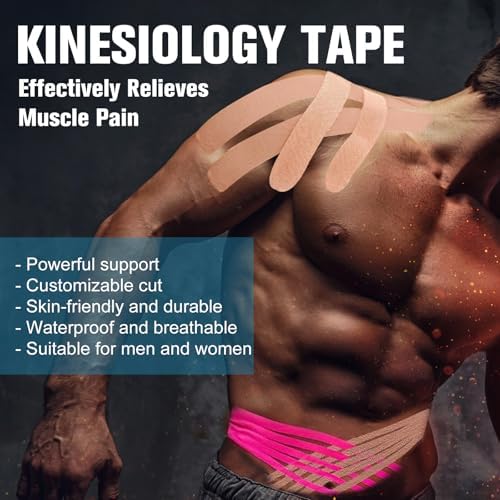 4 Rolls Waterproof Kinesiology Tape - Pro Support Elastic Free-Cut Athletic Tapes for Muscle Strain Relief & Joint Support, Cotton Breathable Sports Tape with Elasticity Suitable for All Body Areas - Image 5