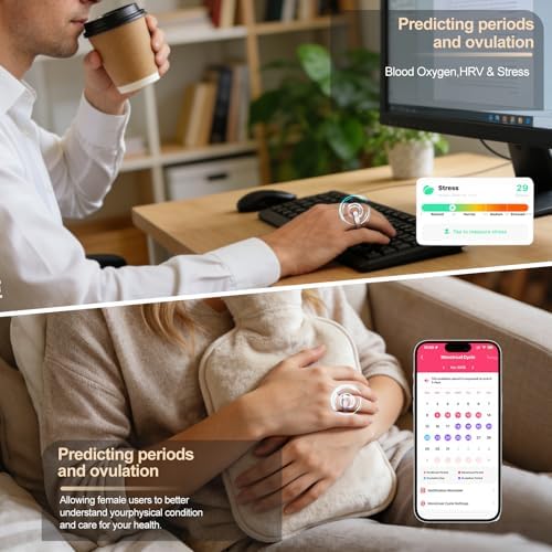 Smart Ring Health Tracker for Women & Men Fitness Tracker Ring White 8# - Image 7
