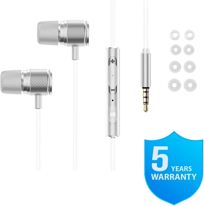 LUDOS Ultra Wired Earbuds in-Ear Headphones, 5 Years Warranty, Earphones with Microphone, Noise Isolating Ear Buds, Memory Foam for iPhone, Samsung, School Students, Kids, Women, Small Ears - White - Image 6