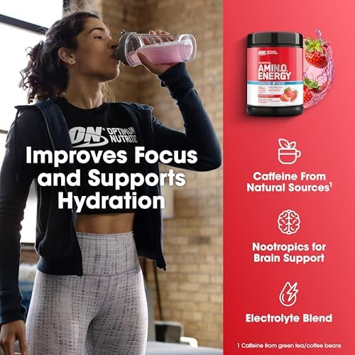 Optimum Nutrition Amino Energy Powder Plus Focus, Strawberry Burst, 21 Oz - Image 5