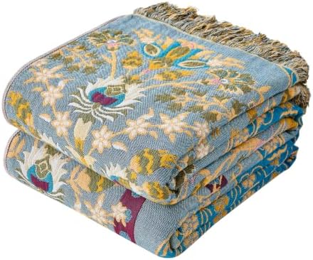VANJOROY King Boho Throw Blanket, 100% Organic Cotton Breathable Skin-Friendly Ultra Soft 91" x 98" Bed Quilt Throw - Floral Rustic Luxury Reversible Blanket for Sofa Couch Chair and Gift by CHOOSEVANJOROYENJOYAMORECOMFORTABLEFEELING