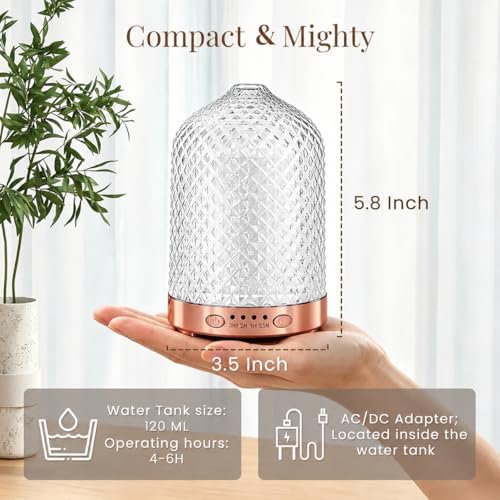 Essential Oil Diffuser for Home, 120 ml Glass Aromatherapy Diffuser - Image 2